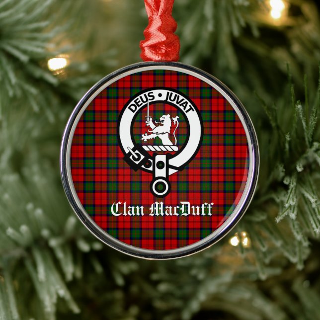Scottish Clan MacDuff Tartan und Wappen Abzeichen Ornament Aus Metall (Baum)