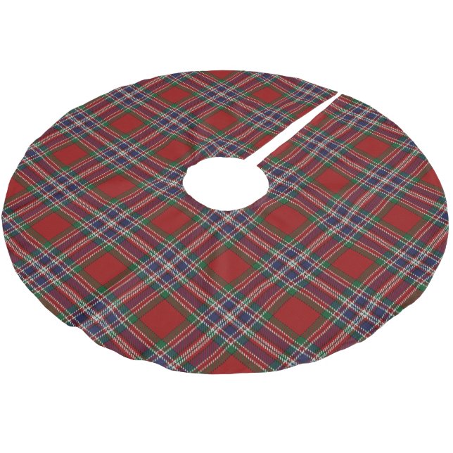 Scottish Clan MacFarlane Red Blue Tartan Polyester Weihnachtsbaumdecke (Schrägansicht)