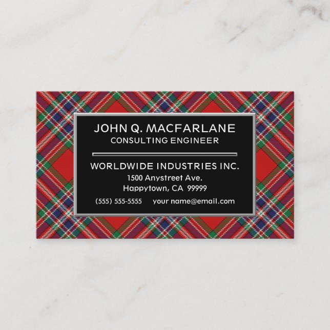 Scottish Clan MacFarlane Tartan Kariert Visitenkarte (Vorderseite)