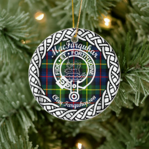 Scottish Clan MacFarquhar Tartan und Wappen Keramik Ornament