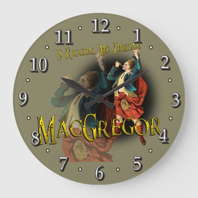 Scottish Clan MacGregor Tartan Große Wanduhr (Vorderseite)