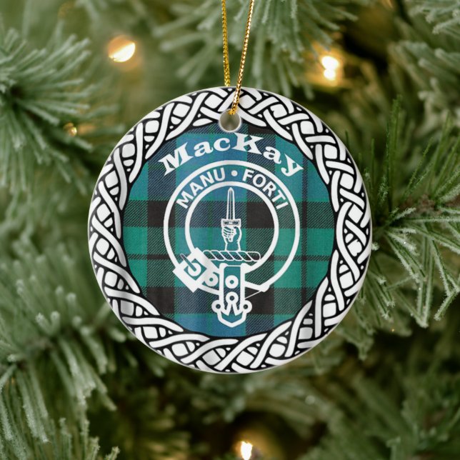 Scottish Clan MacKay Tartan and Crest Keramik Ornament (Baum)