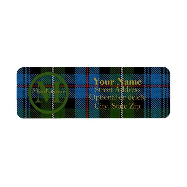 Scottish Clan MacKenzie Tartan Gold Name-Initial (Vorne)