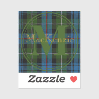 Scottish Clan MacKenzie Tartan Gold Name-Initial Aufkleber