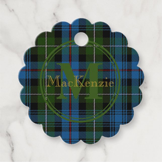 Scottish Clan MacKenzie Tartan Gold Name/Monogram Geschenkanhänger (Vorderseite)