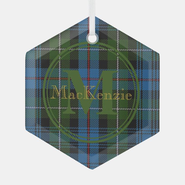 Scottish Clan MacKenzie Tartan Gold Name/Monogram Ornament Aus Glas (Vorderseite)