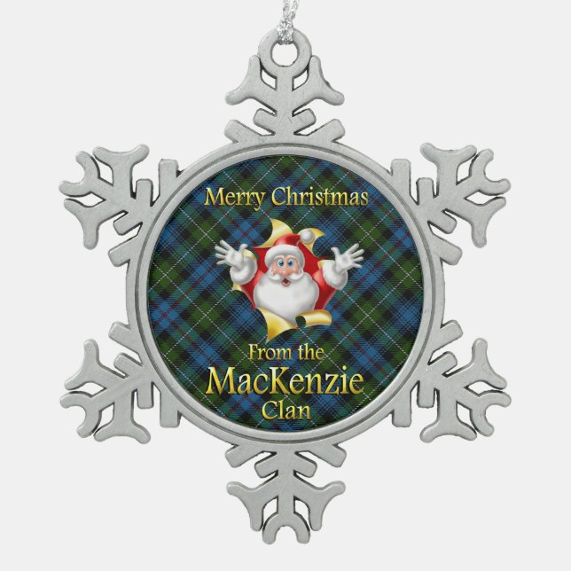 Scottish Clan MacKenzie Weihnachtsdekoration Schneeflocken Zinn-Ornament (Vorderseite)