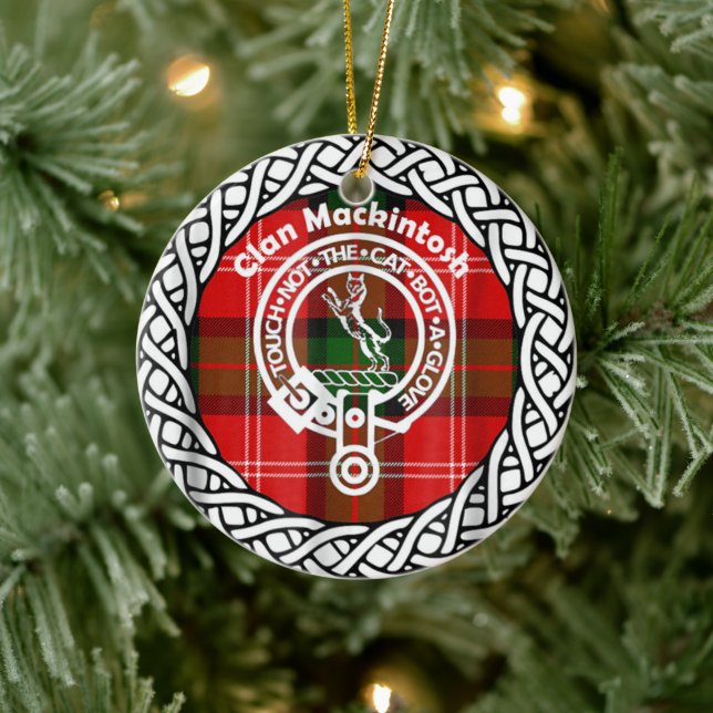 Scottish Clan Mackintosh Tartan und Wappen Keramik Ornament (Baum)