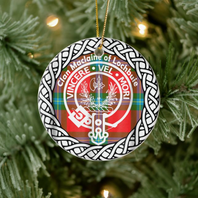 Scottish Clan Maclaine of Lochbuie Tartan and Cres Keramik Ornament (Baum)