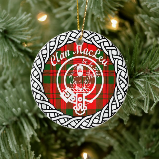 Scottish Clan Maclea Tartan und Wappen Keramik Ornament (Baum)