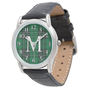 Scottish Clan MacLean M Monogram Hunting Tartan Armbanduhr