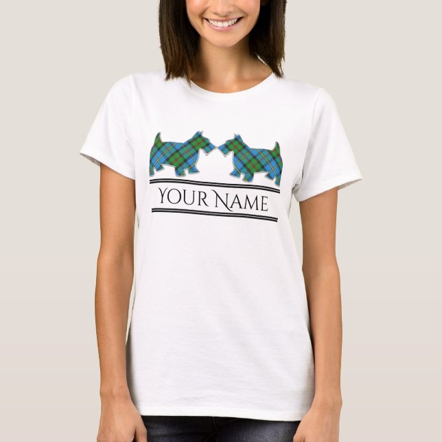Scottish Clan MacLeod Harris Tartan Scottie Dogs T-Shirt (Vorderseite)