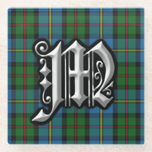 Scottish Clan MacLeod Letter M Monogram Tartan Glasuntersetzer