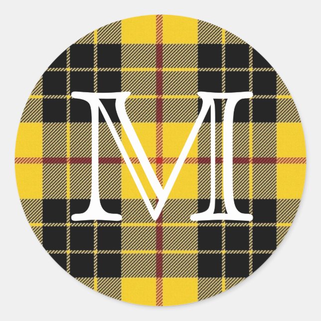 Scottish Clan MacLeod von Lewis Tartan Monogram Runder Aufkleber (Vorderseite)