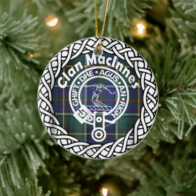 Scottish Clan Maclnnes Tartan und Wappen Keramik Ornament (Baum)