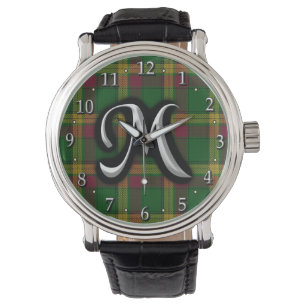 Scottish Clan MacMillan Letter M Monogram Tartan Armbanduhr