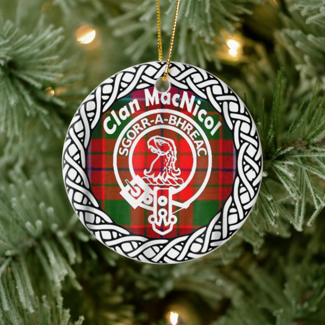 Scottish Clan MacNicol Tartan und Wappen Keramik Ornament (Baum)
