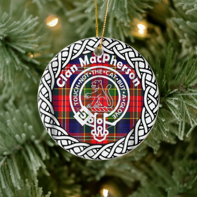 Scottish Clan MacPherson Tartan und Wappen Keramik Ornament (Baum)