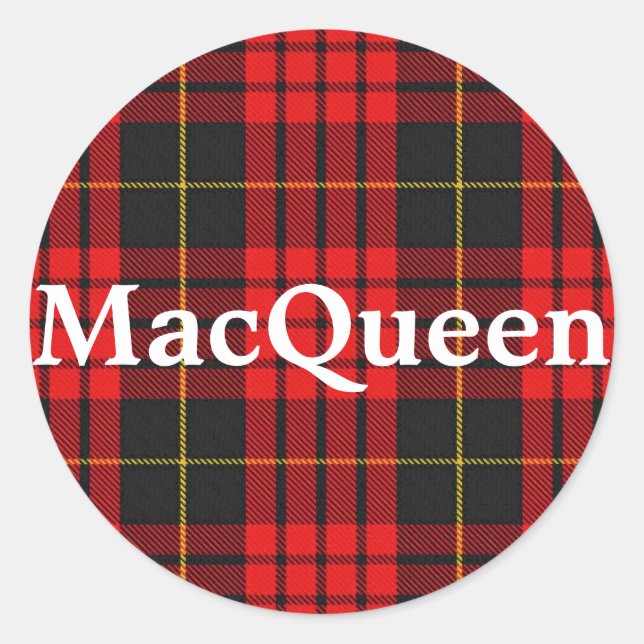 Scottish Clan MacQueen Tartan Kariert Runder Aufkleber (Vorderseite)