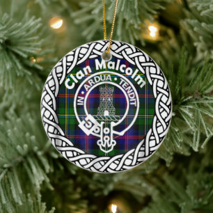 Scottish Clan Malcolm Tartan und Wappen Keramik Ornament