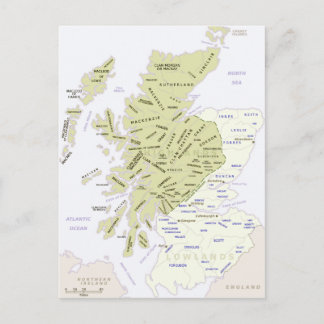 Scottish Clan Map of Scotland Postkarte