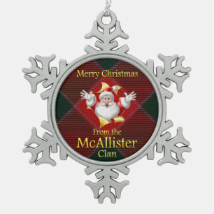 Scottish Clan McAllister Weihnachtsdekoration Schneeflocken Zinn-Ornament