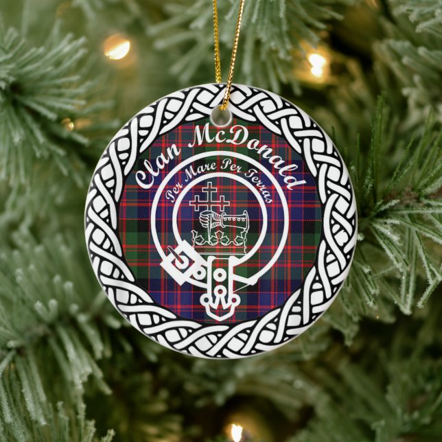 Scottish Clan McDonald Tartan und Wappen Keramik Ornament (Baum)