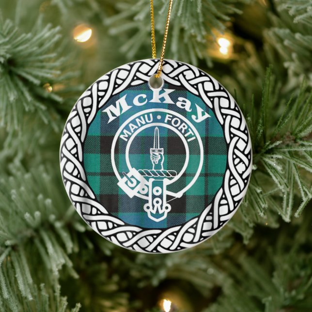 Scottish Clan McKay Tartan und Wappen Keramik Ornament (Baum)