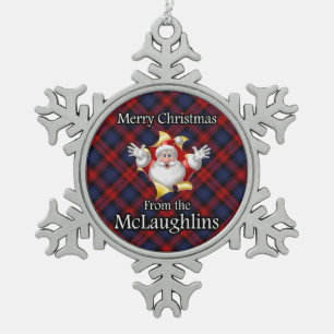Scottish Clan McLaughlin MacLachlan Weihnachten Schneeflocken Zinn-Ornament