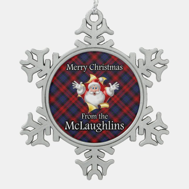 Scottish Clan McLaughlin MacLachlan Weihnachten Schneeflocken Zinn-Ornament (Vorderseite)