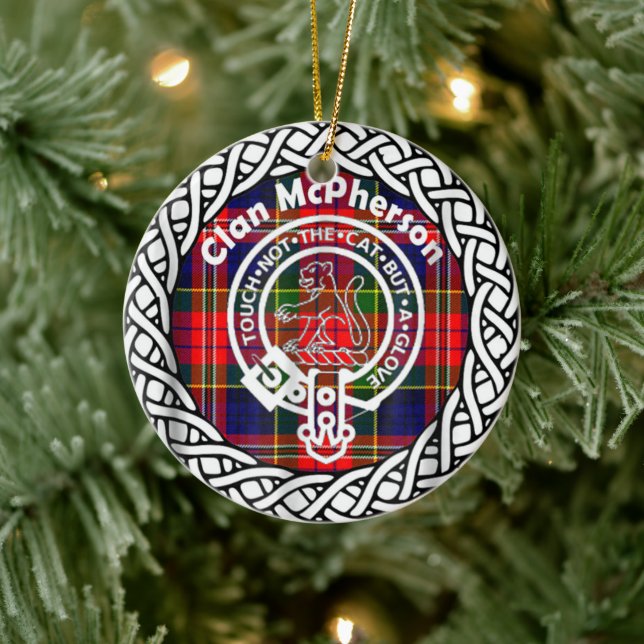 Scottish Clan McPherson Tartan und Wappen Keramik Ornament (Baum)