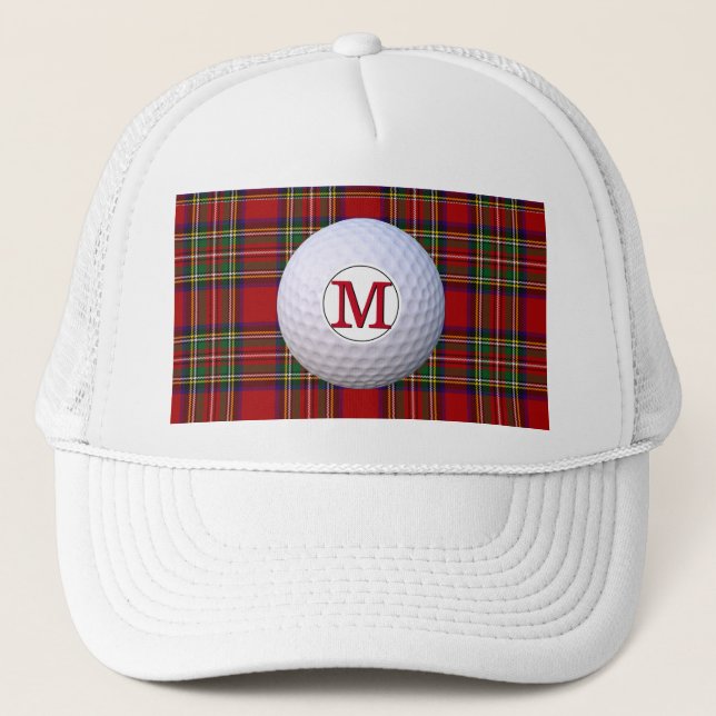 Scottish Clan Monogram Royal Stewart Tartan Karier Truckerkappe (Vorderseite)