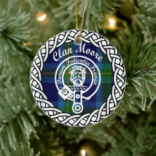 Scottish Clan Moore Tartan und Wappen Keramik Ornament