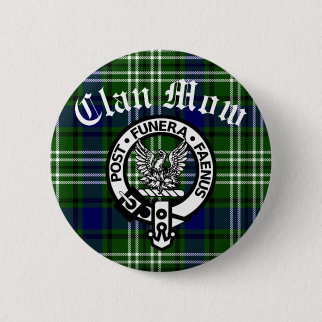 Scottish Clan Mow Wappen & Tartan Button (Vorderseite)