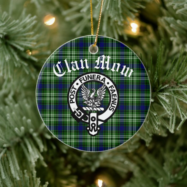 Scottish Clan Mow Wappen & Tartan Keramik Ornament (Baum)