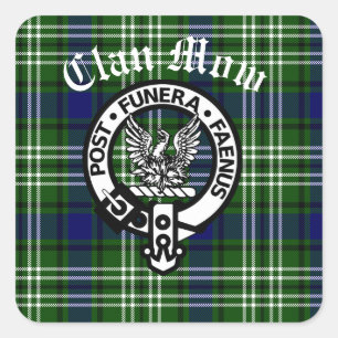 Scottish Clan Mow Wappen & Tartan Quadratischer Aufkleber