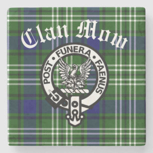 Scottish Clan Mow Wappen & Tartan Steinuntersetzer
