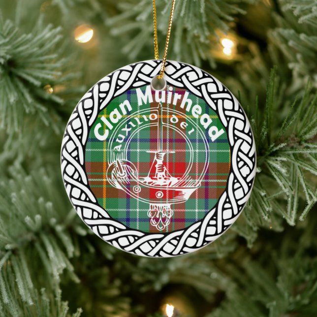 Scottish Clan Muirhead Tartan und Wappen Keramik Ornament (Baum)