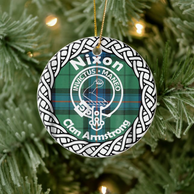Scottish Clan Nixon Tartan und Wappen Keramik Ornament (Baum)