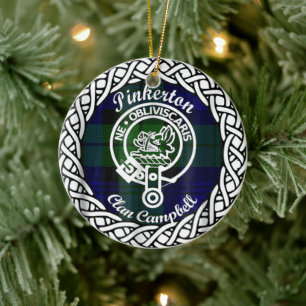 Scottish Clan Pinkerton Tartan und Wappen Keramik Ornament