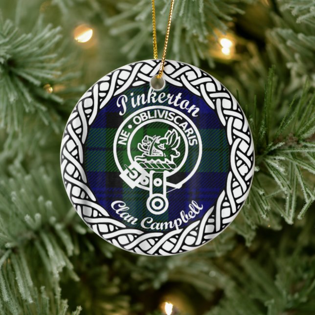 Scottish Clan Pinkerton Tartan und Wappen Keramik Ornament (Baum)