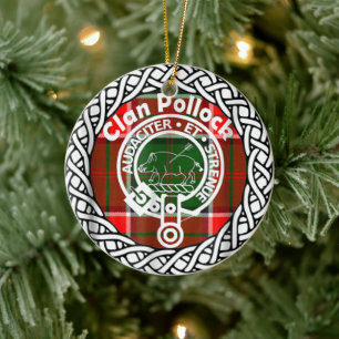 Scottish Clan Pollock Tartan und Wappen Keramik Ornament