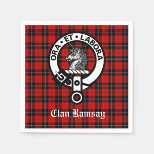 Scottish Clan Ramsay Wappen Abzeichen & Tartan Serviette