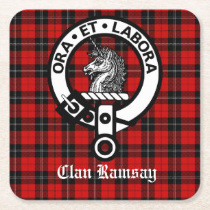 Scottish Clan Ramsay Wappen & Tartan Anpassbar Rechteckiger Pappuntersetzer
