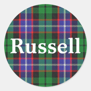 Scottish Clan Russell Tartan Kariert Runder Aufkleber