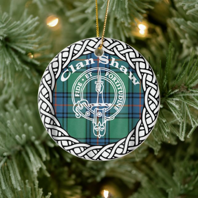Scottish Clan Shaw Tartan und Wappen Keramik Ornament (Baum)