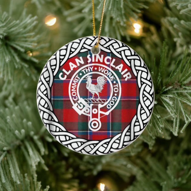 Scottish Clan Sinclair Tartan und Wappen Keramik Ornament (Baum)