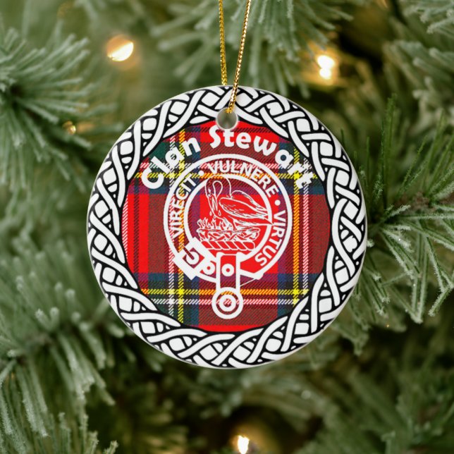 Scottish Clan Stewart Tartan und Wappen Keramik Ornament (Baum)