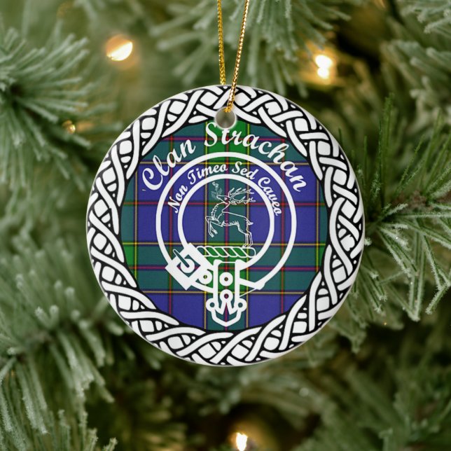 Scottish Clan Strachan Tartan und Wappen Keramik Ornament (Baum)
