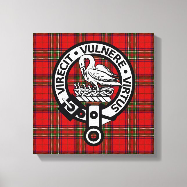 Scottish Clan Stuart Tartan und Wappen Leinwanddruck (Vorderseite)